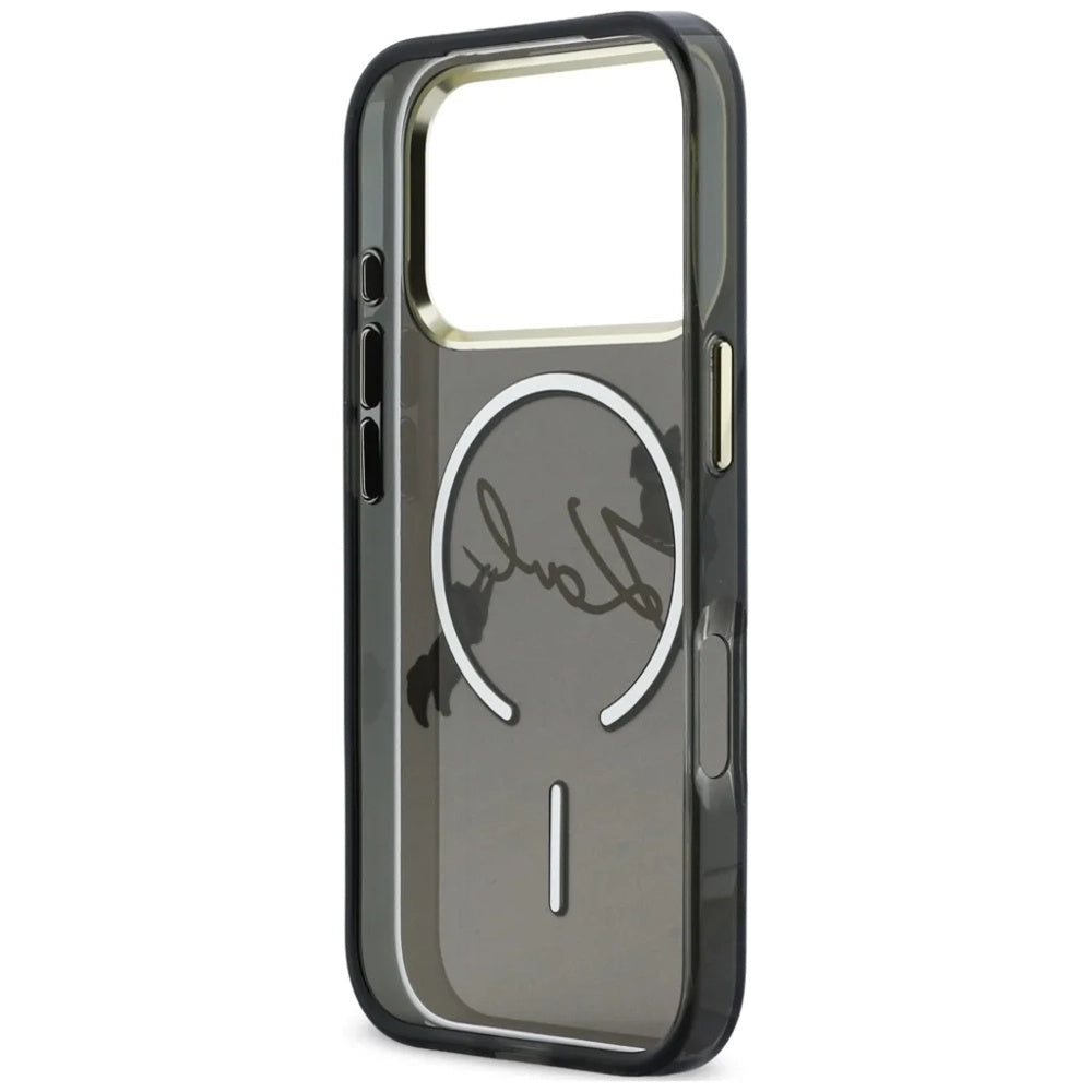 MagSafe maska za Apple iPhone 18 Pro Max / 17 Pro Max, Karl Lagerfeld, IML Choupette Karl Script Logo, Crna