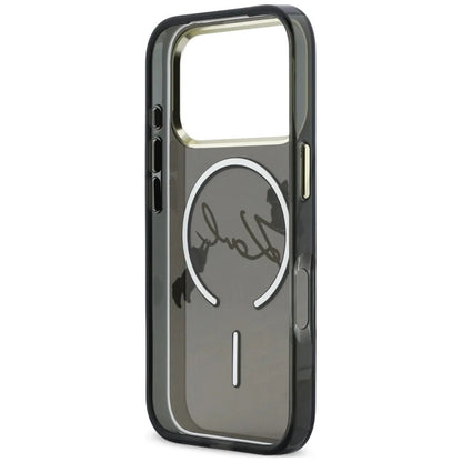 MagSafe maska za Apple iPhone 18 Pro Max / 17 Pro Max, Karl Lagerfeld, IML Choupette Karl Script Logo, Crna