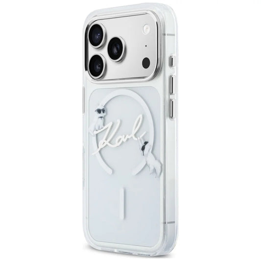 MagSafe maska za Apple iPhone 18 Pro Max / 17 Pro Max, Karl Lagerfeld, IML Choupette Karl Script Logo, Prozirna