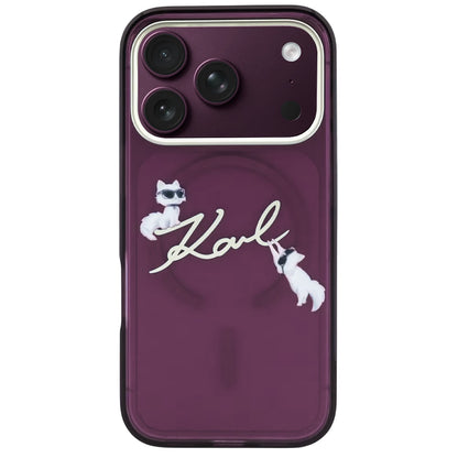 MagSafe futrola za Apple iPhone 18 Pro Max / 17 Pro Max, Karl Lagerfeld, IML Choupette Karl Script Logo, Bordo