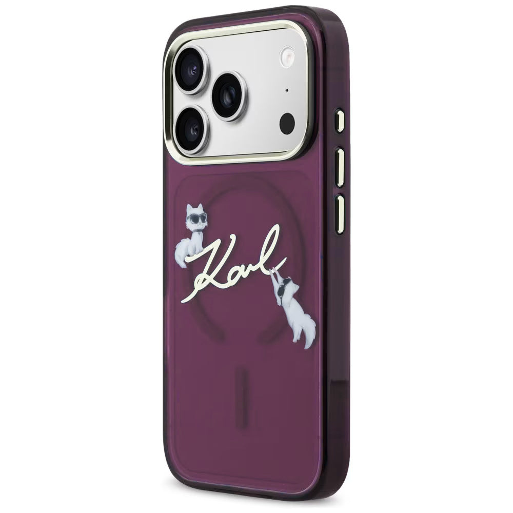 MagSafe futrola za Apple iPhone 18 Pro Max / 17 Pro Max, Karl Lagerfeld, IML Choupette Karl Script Logo, Bordo