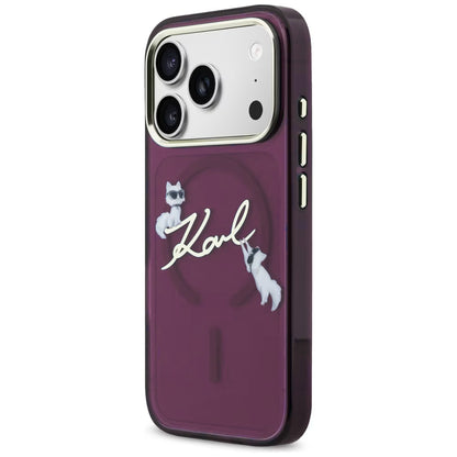 MagSafe futrola za Apple iPhone 18 Pro Max / 17 Pro Max, Karl Lagerfeld, IML Choupette Karl Script Logo, Bordo