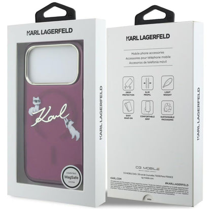 MagSafe futrola za Apple iPhone 18 Pro Max / 17 Pro Max, Karl Lagerfeld, IML Choupette Karl Script Logo, Bordo