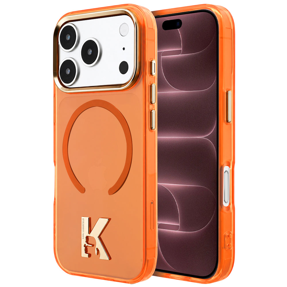 MagSafe maska za Apple iPhone 18 Pro Max / 17 Pro Max, Karl Lagerfeld, IML Karl Head Logo, narančasta