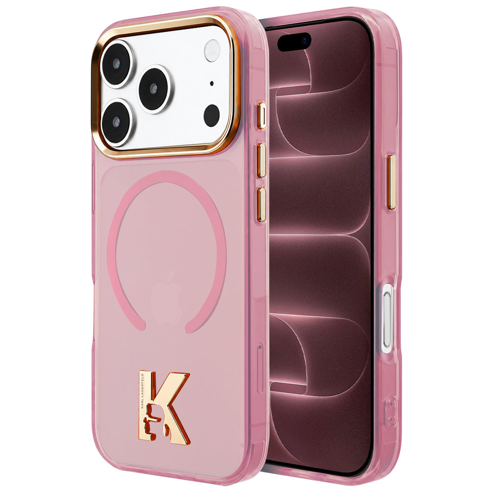 MagSafe maska za Apple iPhone 18 Pro Max / 17 Pro Max, Karl Lagerfeld, IML Karl Head Logo, ružičasta