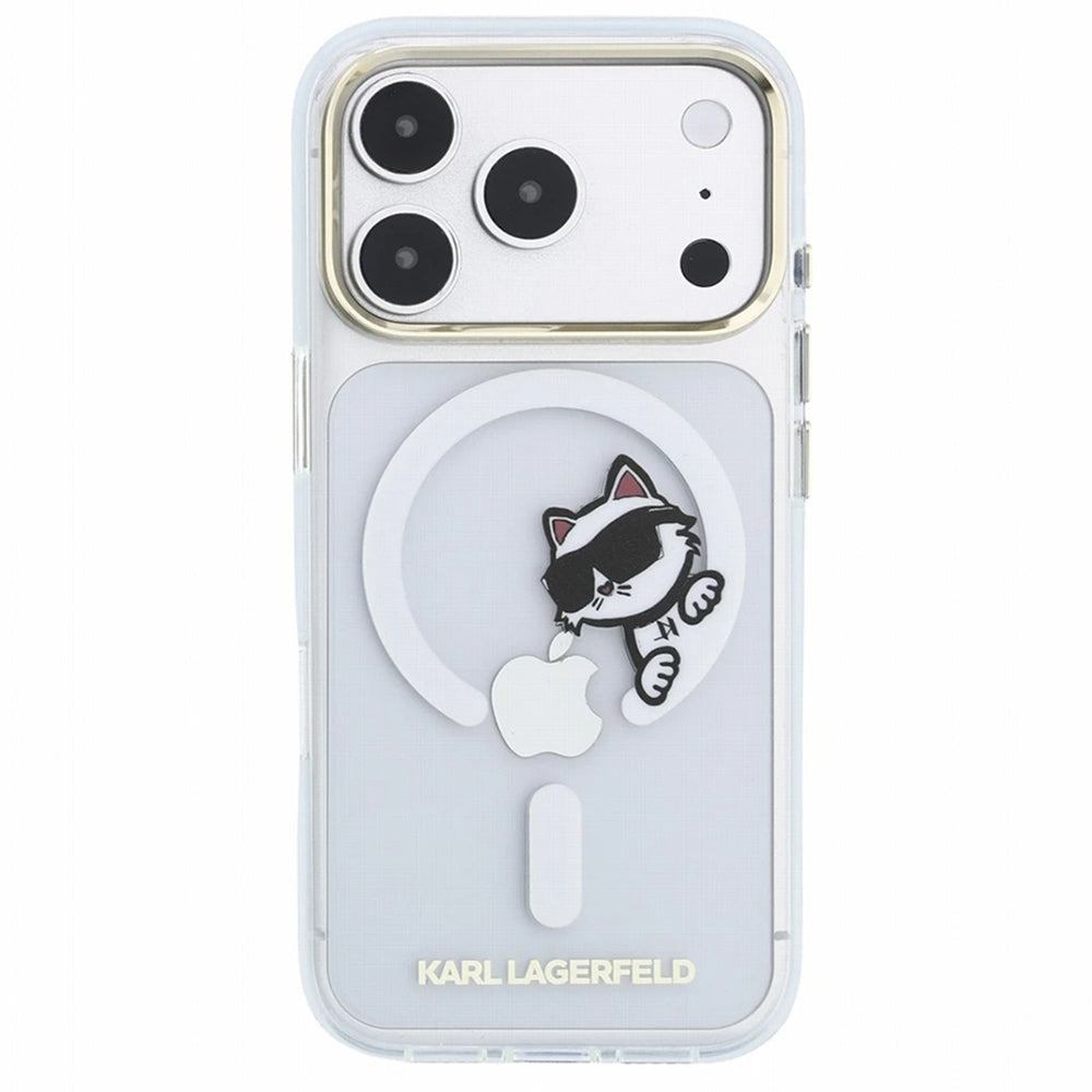 MagSafe maska za Apple iPhone 18 Pro Max / 17 Pro Max, Karl Lagerfeld, IML Peekaboo Print i Metal Frame, Prozirna
