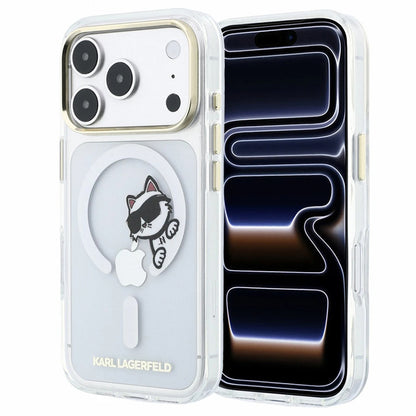MagSafe maska za Apple iPhone 18 Pro Max / 17 Pro Max, Karl Lagerfeld, IML Peekaboo Print i Metal Frame, Prozirna