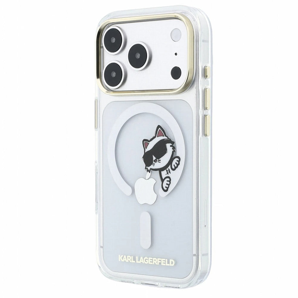 MagSafe maska za Apple iPhone 18 Pro Max / 17 Pro Max, Karl Lagerfeld, IML Peekaboo Print i Metal Frame, Prozirna