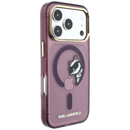 MagSafe maska za Apple iPhone 18 Pro Max / 17 Pro Max, Karl Lagerfeld, IML Peekaboo Print i Metal Frame, Bordo