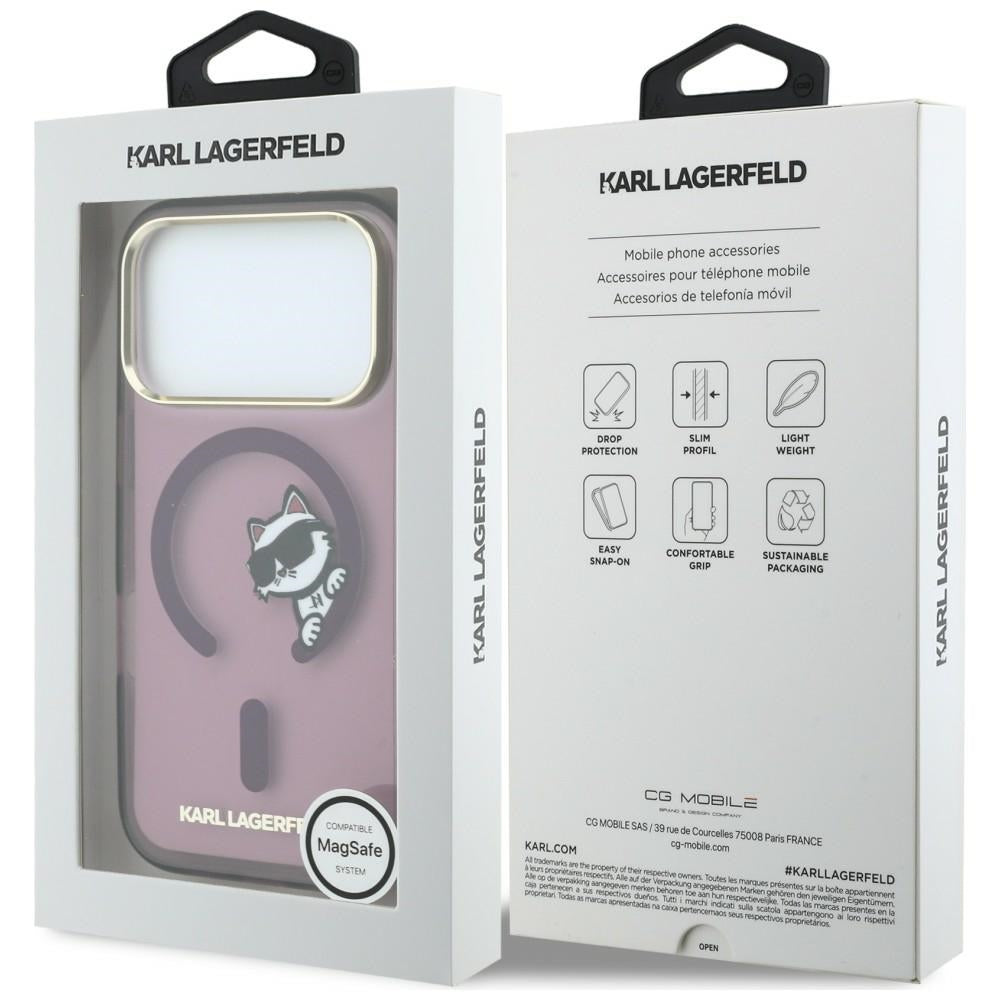 MagSafe maska za Apple iPhone 18 Pro Max / 17 Pro Max, Karl Lagerfeld, IML Peekaboo Print i Metal Frame, Bordo