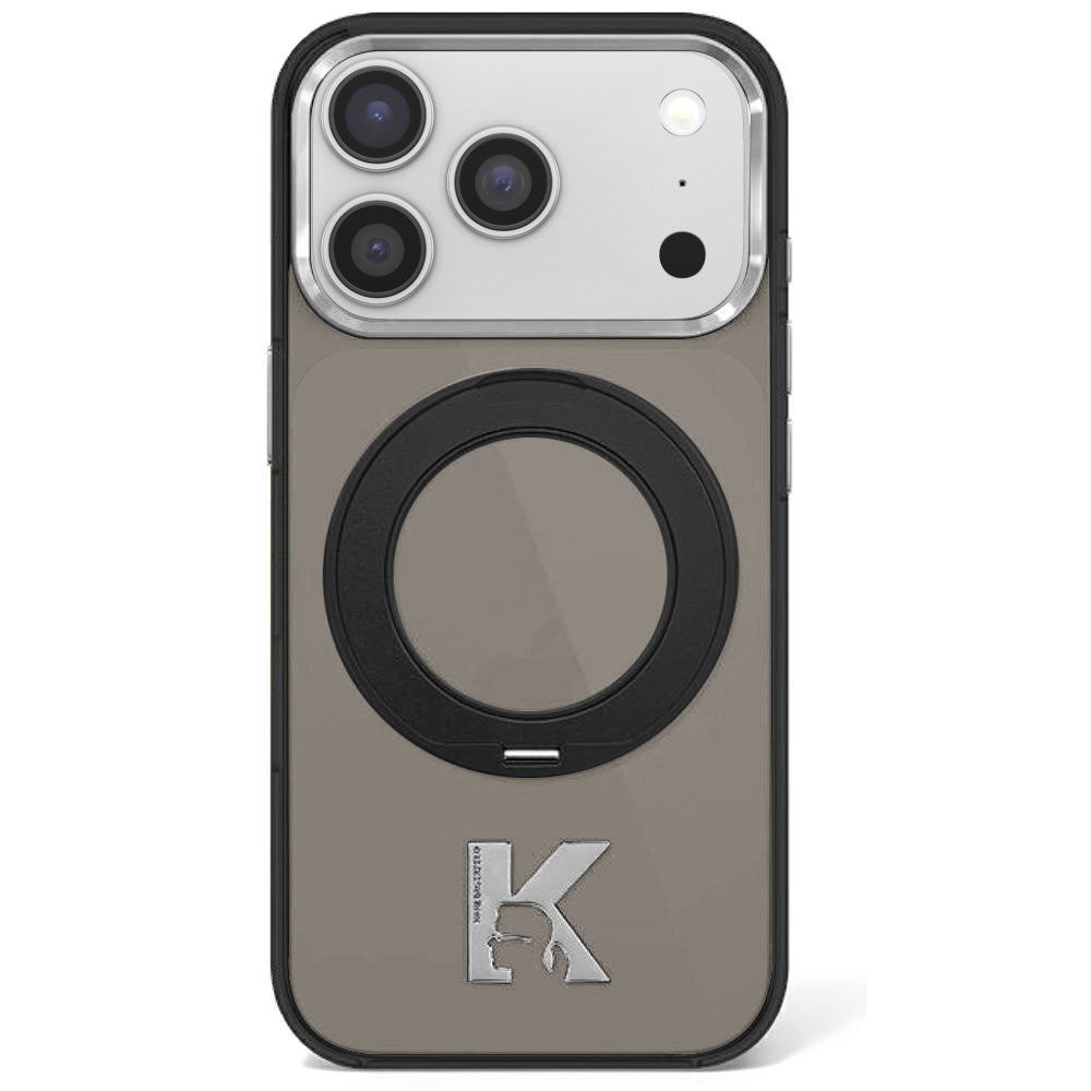 MagSafe maska za Apple iPhone 18 Pro Max / 17 Pro Max, Karl Lagerfeld, IML Ring Stand Kameo Metal, Crna