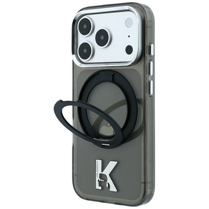MagSafe maska za Apple iPhone 18 Pro Max / 17 Pro Max, Karl Lagerfeld, IML Ring Stand Kameo Metal, Crna