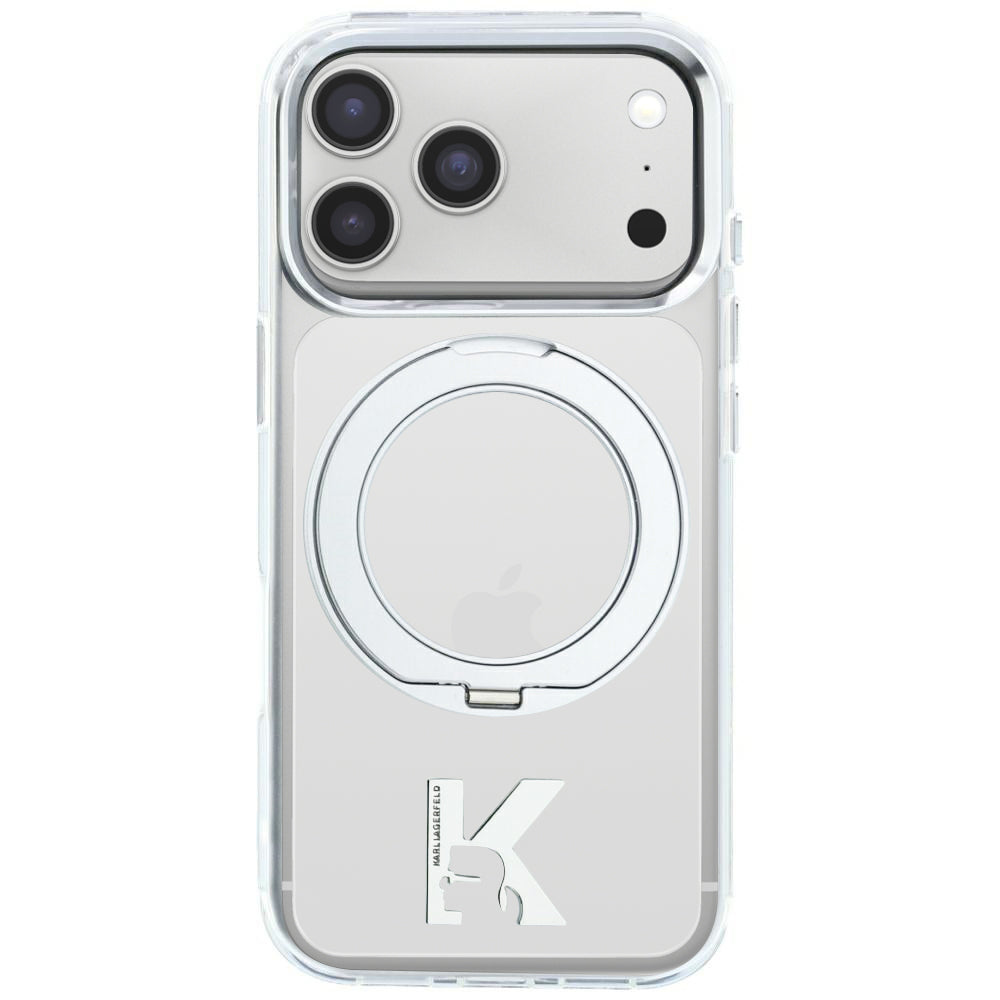 MagSafe futrola za Apple iPhone 18 Pro Max / 17 Pro Max, Karl Lagerfeld, IML Ring Stand Kameo Metal, Prozirna