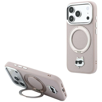 MagSafe maska za Apple iPhone 18 Pro Max / 17 Pro Max, Karl Lagerfeld, Ring Stand 360 Choupette Pin, ružičasta