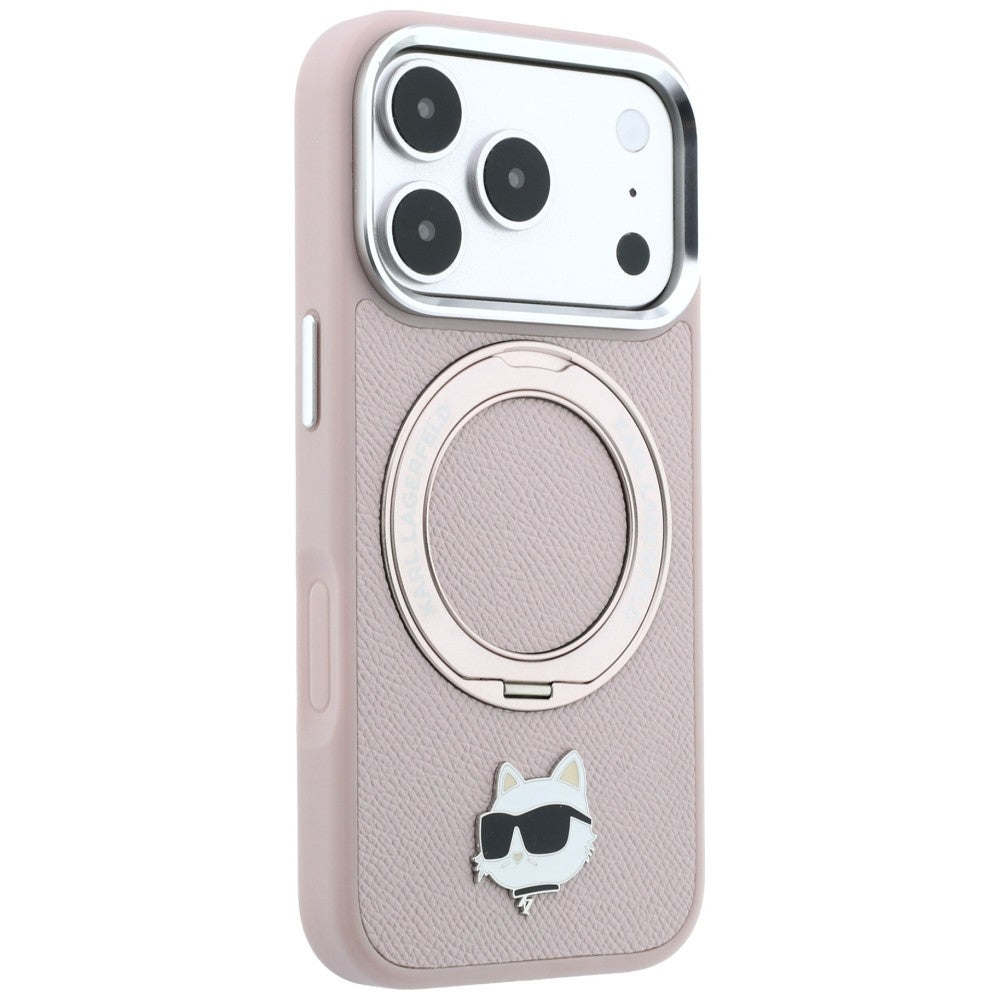 MagSafe maska za Apple iPhone 18 Pro Max / 17 Pro Max, Karl Lagerfeld, Ring Stand 360 Choupette Pin, ružičasta