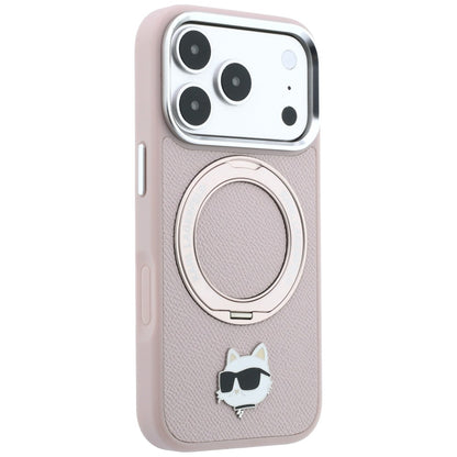 MagSafe maska za Apple iPhone 18 Pro Max / 17 Pro Max, Karl Lagerfeld, Ring Stand 360 Choupette Pin, ružičasta