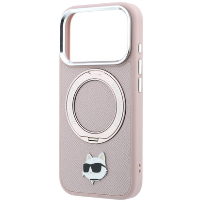 MagSafe maska za Apple iPhone 18 Pro Max / 17 Pro Max, Karl Lagerfeld, Ring Stand 360 Choupette Pin, ružičasta