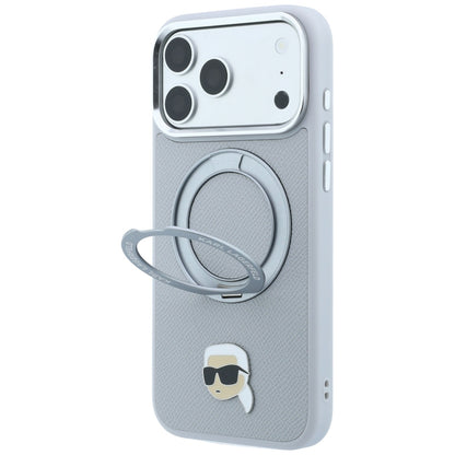 MagSafe maska za Apple iPhone 18 Pro Max / 17 Pro Max, Karl Lagerfeld, Ring Stand 360 Karl Pin, siva
