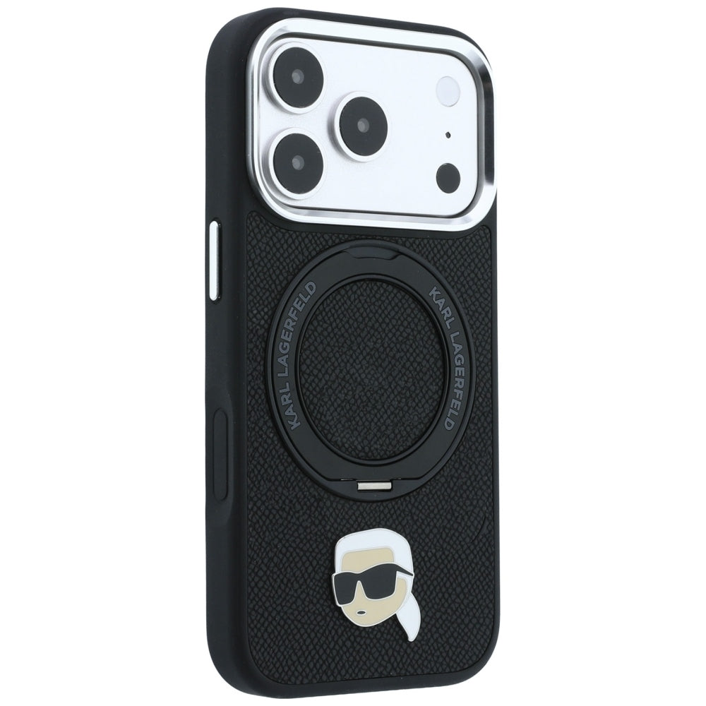 MagSafe maskica za Apple iPhone 18 Pro Max / 17 Pro Max, Karl Lagerfeld, Ring Stand 360 Karl Pin, crna