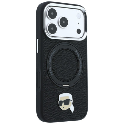 MagSafe maskica za Apple iPhone 18 Pro Max / 17 Pro Max, Karl Lagerfeld, Ring Stand 360 Karl Pin, crna