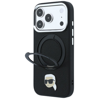 MagSafe maskica za Apple iPhone 18 Pro Max / 17 Pro Max, Karl Lagerfeld, Ring Stand 360 Karl Pin, crna