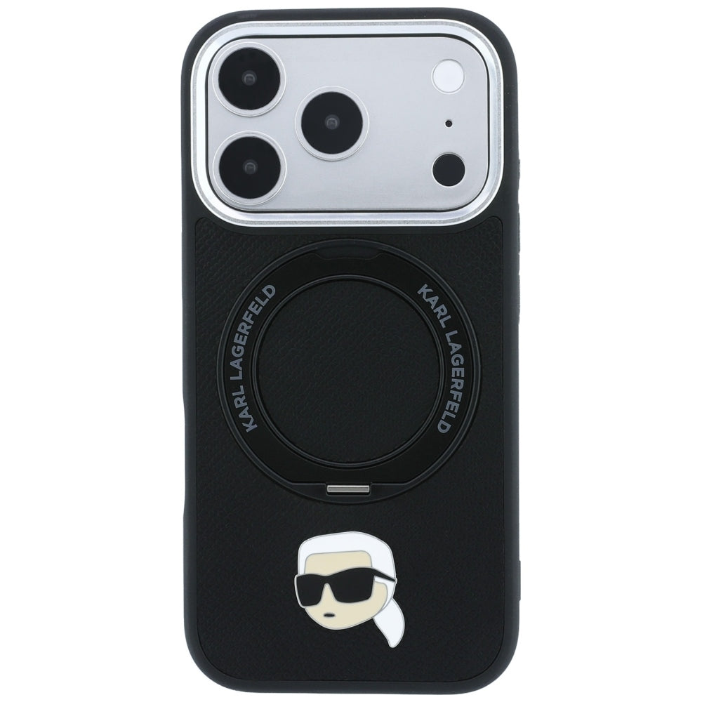 MagSafe maskica za Apple iPhone 18 Pro Max / 17 Pro Max, Karl Lagerfeld, Ring Stand 360 Karl Pin, crna