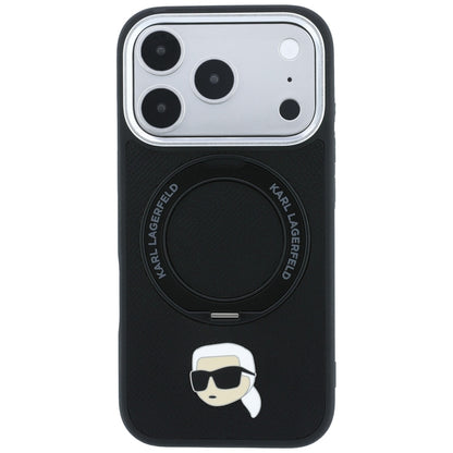 MagSafe maskica za Apple iPhone 18 Pro Max / 17 Pro Max, Karl Lagerfeld, Ring Stand 360 Karl Pin, crna
