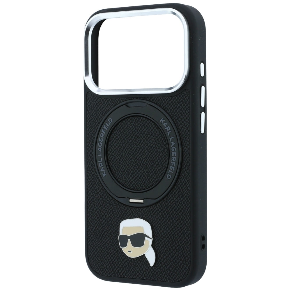 MagSafe maskica za Apple iPhone 18 Pro Max / 17 Pro Max, Karl Lagerfeld, Ring Stand 360 Karl Pin, crna