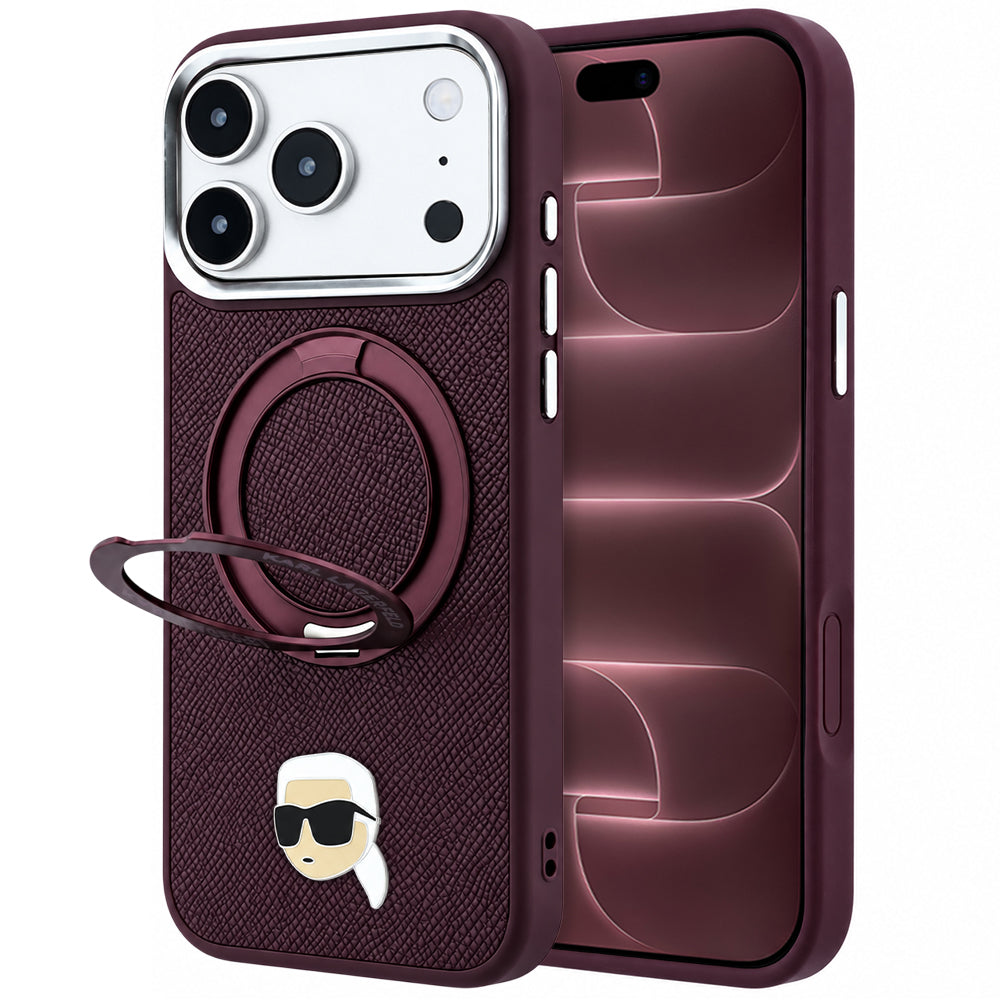 MagSafe futrola za Apple iPhone 18 Pro Max / 17 Pro Max, Karl Lagerfeld, Ring Stand 360 Karl Pin, Bordo