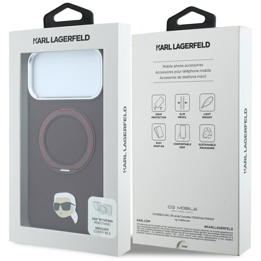 MagSafe futrola za Apple iPhone 18 Pro Max / 17 Pro Max, Karl Lagerfeld, Ring Stand 360 Karl Pin, Bordo