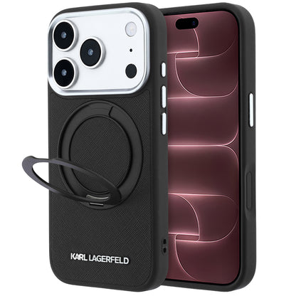 MagSafe futrola za Apple iPhone 18 Pro Max / 17 Pro Max, Karl Lagerfeld, Ring Stand 360 Saffiano, Crna