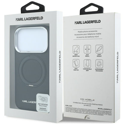 MagSafe futrola za Apple iPhone 18 Pro Max / 17 Pro Max, Karl Lagerfeld, Ring Stand 360 Saffiano, Crna