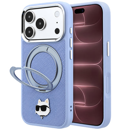 MagSafe futrola za Apple iPhone 18 Pro Max / 17 Pro Max, Karl Lagerfeld, Saffiano Ring Stand 360 Choupette Pin, Plava
