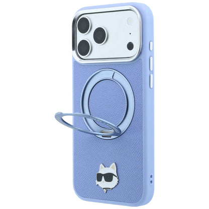 MagSafe futrola za Apple iPhone 18 Pro Max / 17 Pro Max, Karl Lagerfeld, Saffiano Ring Stand 360 Choupette Pin, Plava