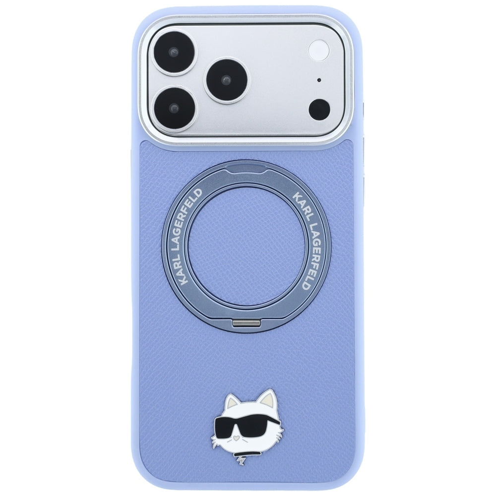 MagSafe futrola za Apple iPhone 18 Pro Max / 17 Pro Max, Karl Lagerfeld, Saffiano Ring Stand 360 Choupette Pin, Plava