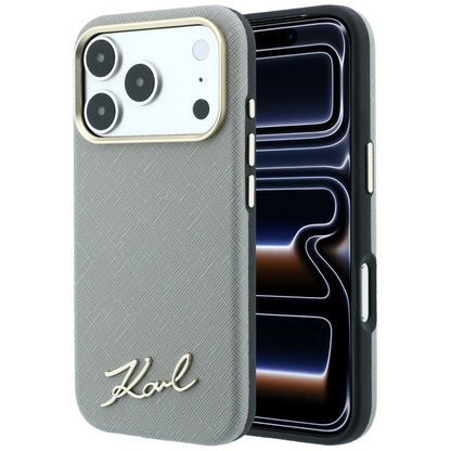 MagSafe futrola za Apple iPhone 18 Pro Max / 17 Pro Max, Karl Lagerfeld, Saffiano Small Script Metal Logo, Bež