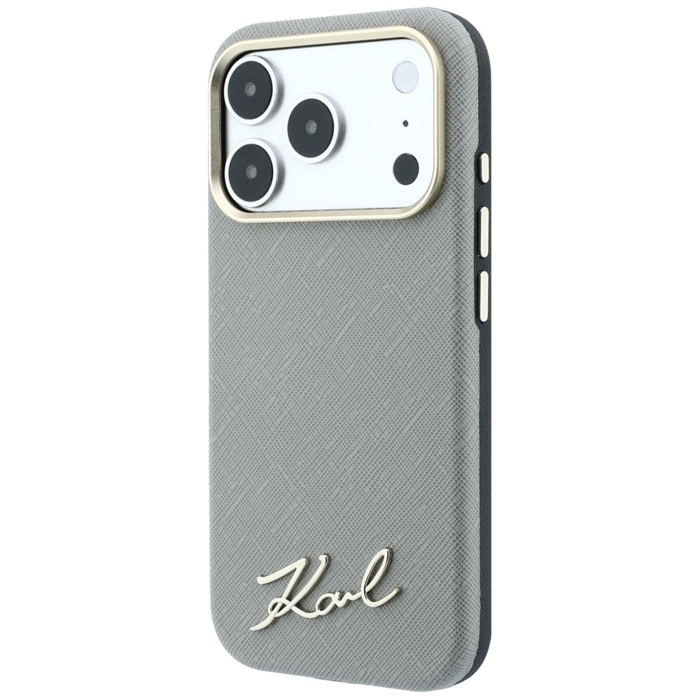 MagSafe futrola za Apple iPhone 18 Pro Max / 17 Pro Max, Karl Lagerfeld, Saffiano Small Script Metal Logo, Bež