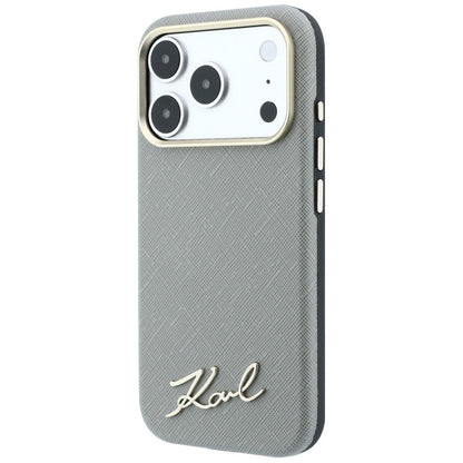 MagSafe futrola za Apple iPhone 18 Pro Max / 17 Pro Max, Karl Lagerfeld, Saffiano Small Script Metal Logo, Bež