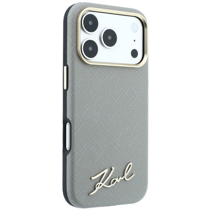 MagSafe futrola za Apple iPhone 18 Pro Max / 17 Pro Max, Karl Lagerfeld, Saffiano Small Script Metal Logo, Bež