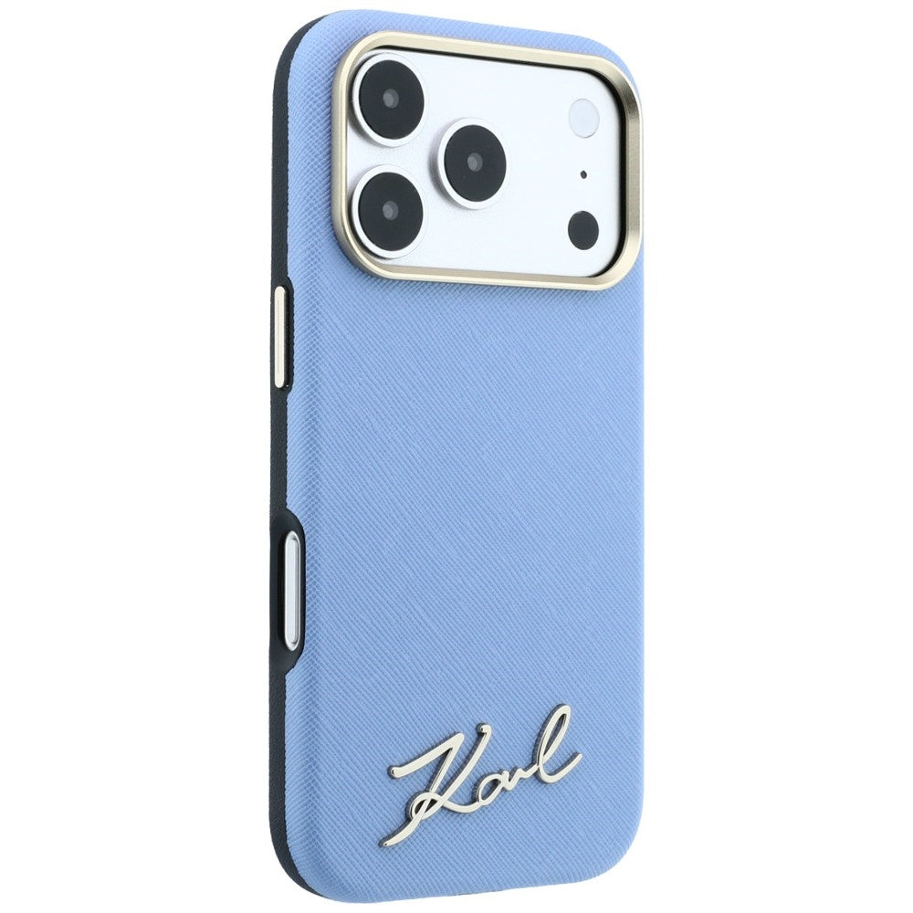MagSafe futrola za Apple iPhone 18 Pro Max / 17 Pro Max, Karl Lagerfeld, Saffiano Small Script Metal Logo, Plava