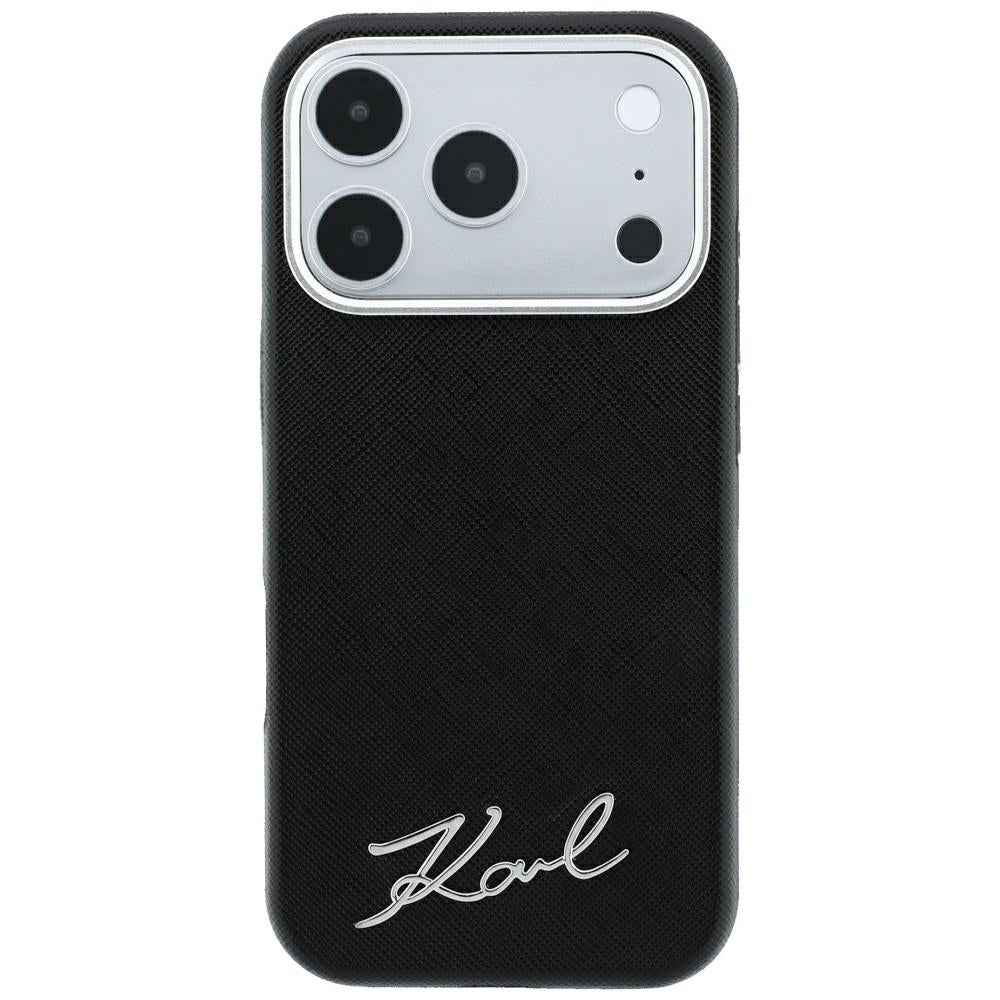 MagSafe futrola za Apple iPhone 18 Pro Max / 17 Pro Max, Karl Lagerfeld, Saffiano Small Script Metal Logo, Crna