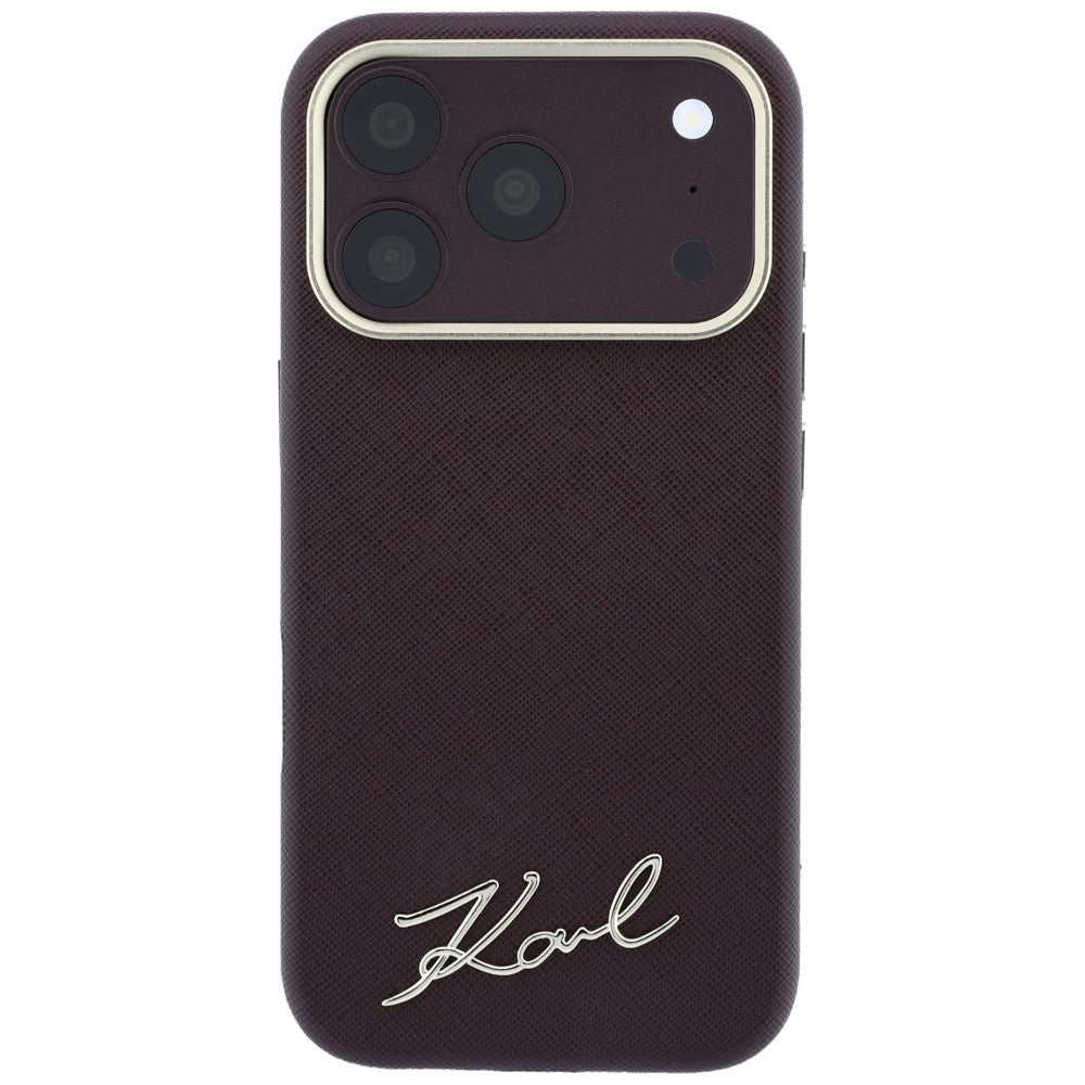 MagSafe futrola za Apple iPhone 18 Pro Max / 17 Pro Max, Karl Lagerfeld, Saffiano Small Script Metal Logo, Bordo