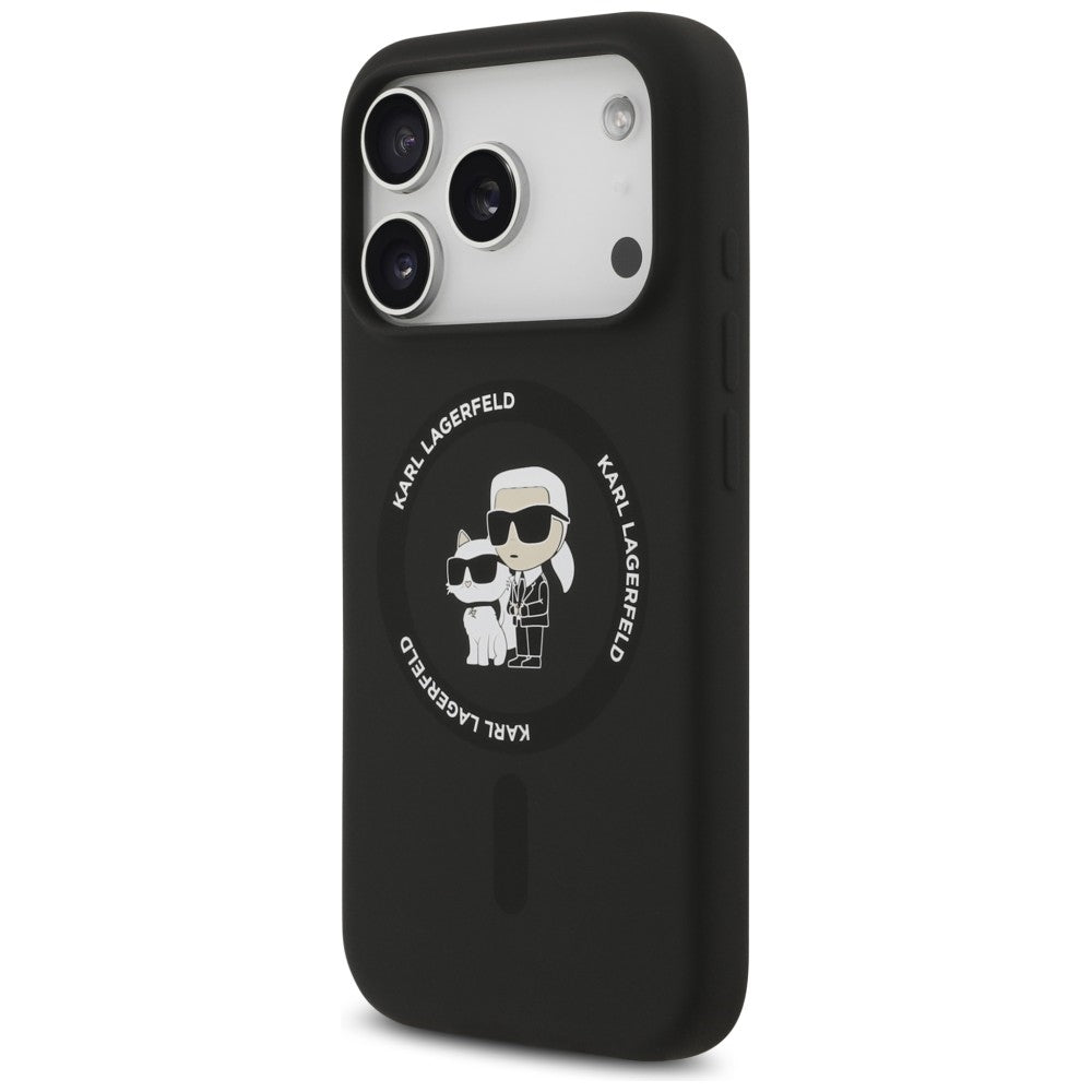 MagSafe maska za Apple iPhone 18 Pro Max / 17 Pro Max, Karl Lagerfeld, silikonski prsten Karl & Choupette, crna