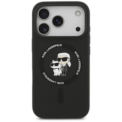 MagSafe maska za Apple iPhone 18 Pro Max / 17 Pro Max, Karl Lagerfeld, silikonski prsten Karl & Choupette, crna