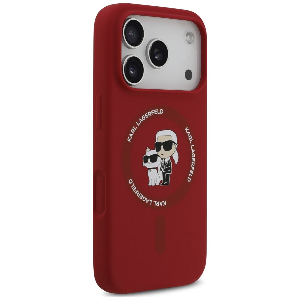 MagSafe maska za Apple iPhone 18 Pro Max / 17 Pro Max, Karl Lagerfeld, silikonski prsten Karl & Choupette, ružičasta