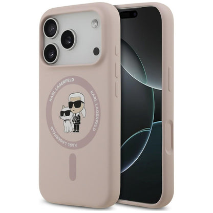 MagSafe maska za Apple iPhone 18 Pro Max / 17 Pro Max, Karl Lagerfeld, silikonski prsten Karl & Choupette, ružičasta