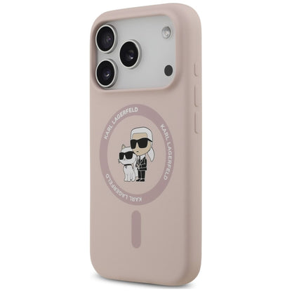 MagSafe maska za Apple iPhone 18 Pro Max / 17 Pro Max, Karl Lagerfeld, silikonski prsten Karl & Choupette, ružičasta