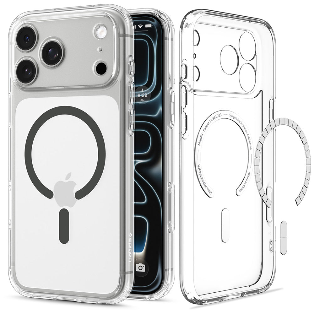 MagSafe futrola za Apple iPhone 18 Pro Max / 17 Pro Max, Spigen, Ultra Hybrid, Siva Prozirna ACS12119