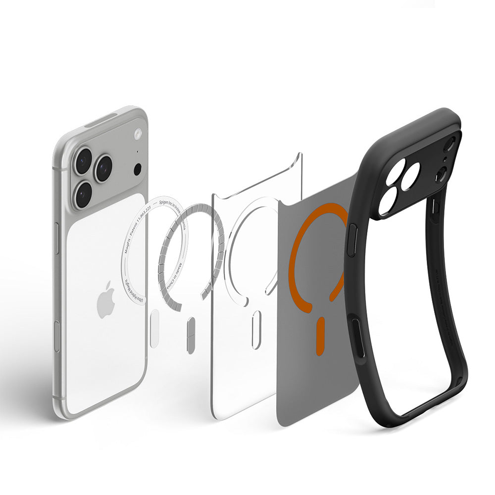 MagSafe futrola za Apple iPhone 18 Pro Max / 17 Pro Max, Spigen, Ultra Hybrid, Crna Narančasta Saten ACS12125