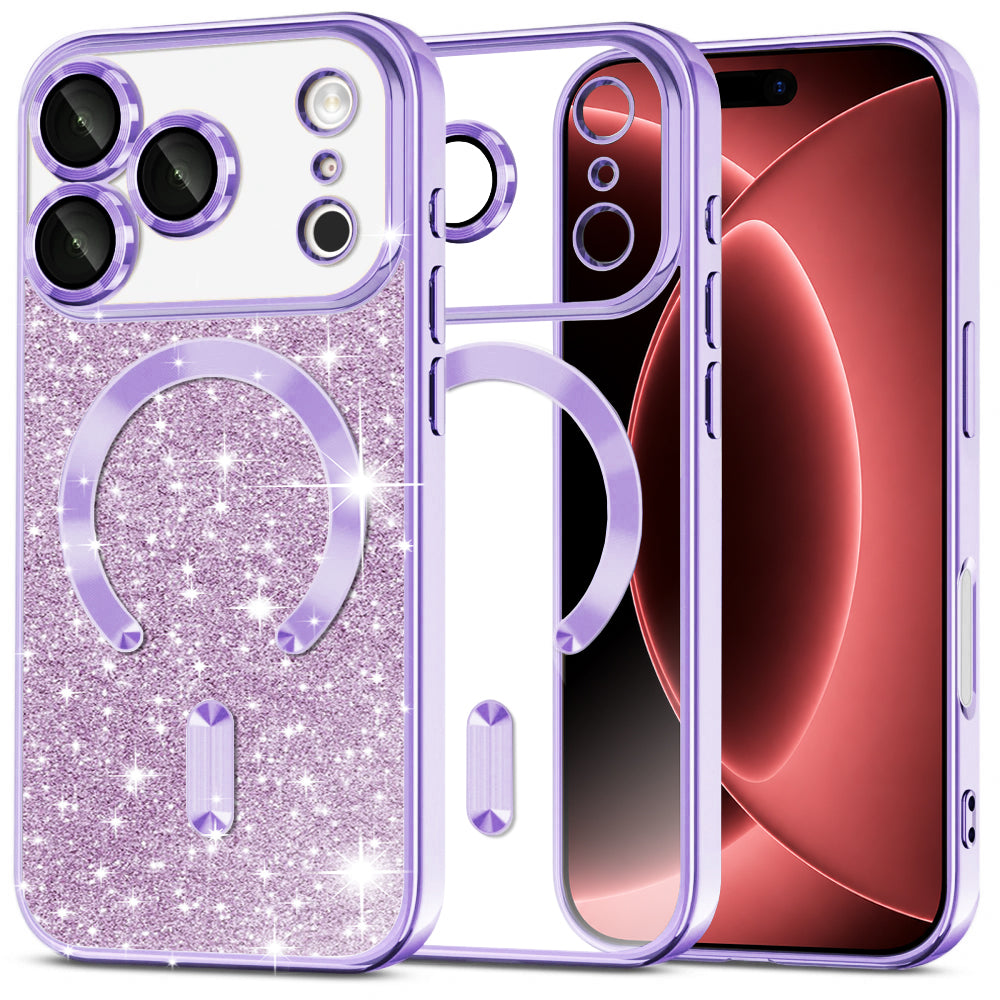 MagSafe futrola za Apple iPhone 18 Pro Max / 17 Pro Max, Techsuit, Luxury Glitter, Svijetlo Ljubičasta